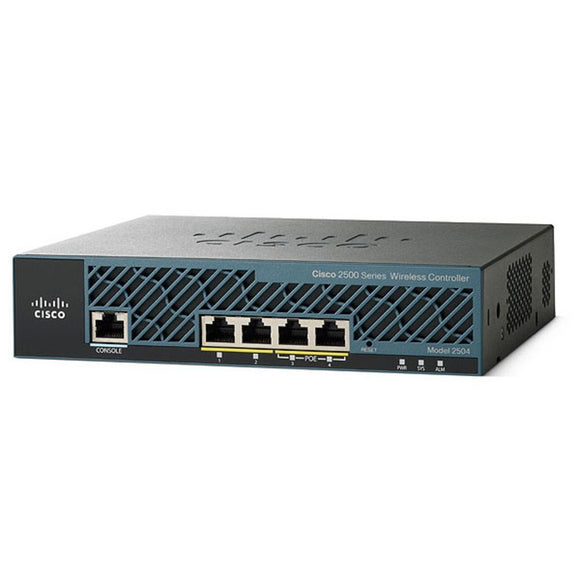 Cisco 2504 Wireless Controller - Network Management Device - 4 Ports - 5 Access Points - 10mb Lan,