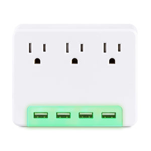 CyberPower P3WUH Multi-Hue Lighted Power Wall Tap, 3 Outlets, 4 USB Charge Ports