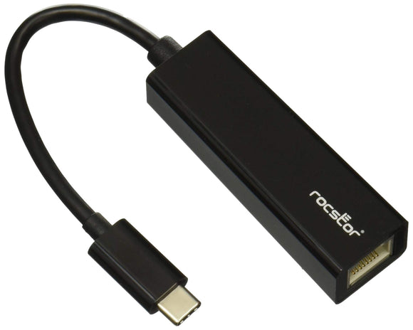 Rocstor Y10A174-B1 Premium USB-C to Gigabit Network Adapter - USB Type-C to Gigabit Ethernet 10/100/1000 Adapter - Compatible with Mac & PC - Plug & Play (No Drivers Needed) - USB 3.1, Black