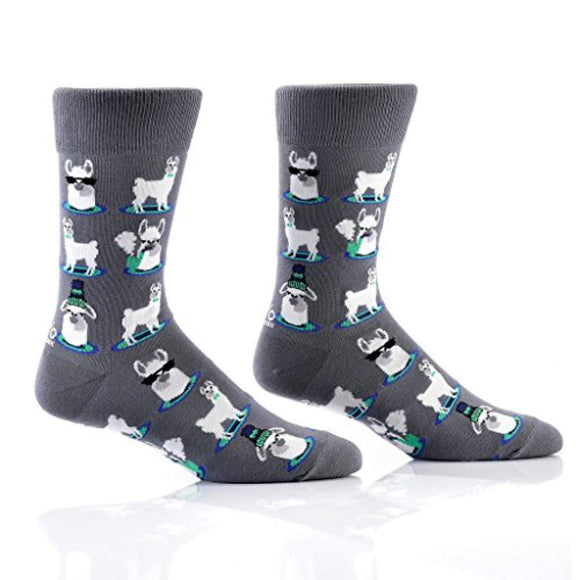 Yo Sox Animal Inspired - Funky Men's Crew Socks for Dress or Casual Wear Size 7-12 for Dress or Casual Wear Size 7-12 (Men's 7-12, Let's Get Llama)