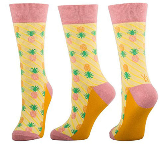 YoSox Women Crew Sock Pineapples - Crazy Cool Socks Unique 410485-YO