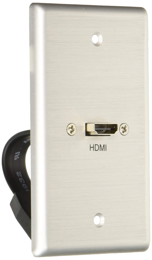 C2G 39870 HDMI Pass Through Single Gang Wall Plate, Brushed Aluminum