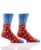 Roasting Marshmallows Red Blue Cotton Blend Men's Size 7-12 Stretch Crew Socks