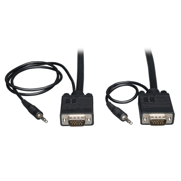 Tripp Lite VGA Coax Monitor Cable with audio, High Resolution cable with RGB coax (HD15 and 3.5mm M/M) 30-ft.(P504-030)