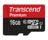 Transcend 16 GB Micro SDHC Class10 UHS-1 Memory Card with Adapter 45 MB/S (TS16GUSDU1)