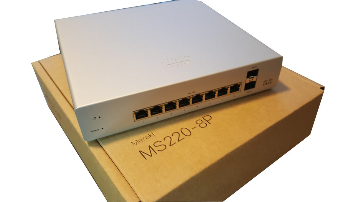 Cisco Meraki Cloud Managed Switching MS220-8P - 8 port gigabit Ethernet, 1G Uplink, POE, Requires Cloud Licensing
