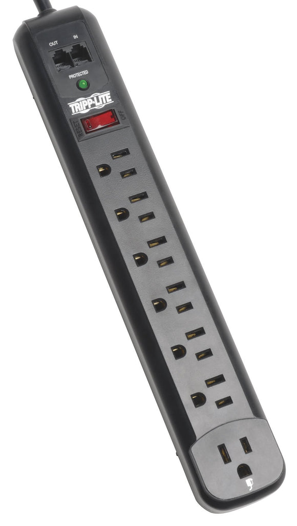 7 Outlet Black Strip, 6ft. Cord, 1080 Joules Protect It Surge Suppressor
