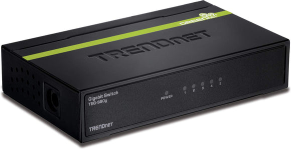 TRENDnet 5-Port Unmanaged Gigabit GREENnet Desktop Metal Switch, Ethernet Splitter, Fanless,10 Gbps Switching Fabric, Lifetime Protection, TEG-S50g