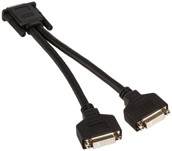 C2G 38064 One LFH-59 (DMS-59) Male to Two DVI-I Female Cable, Black (9 Inches)
