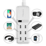Aluratek AUCS06F 6-Port USB Charging Station and Mini Surge Protector - Retail Packaging - White