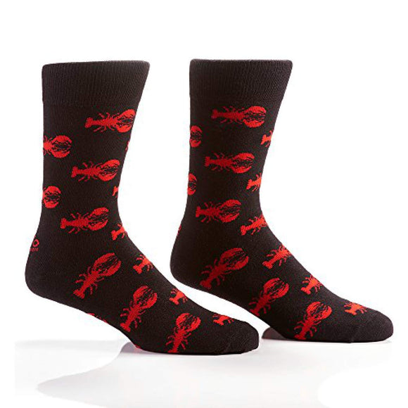 Yo Sox Red Lobster Socks - Funky Men's Crew Socks for Dress or Casual Wear Size 7-12