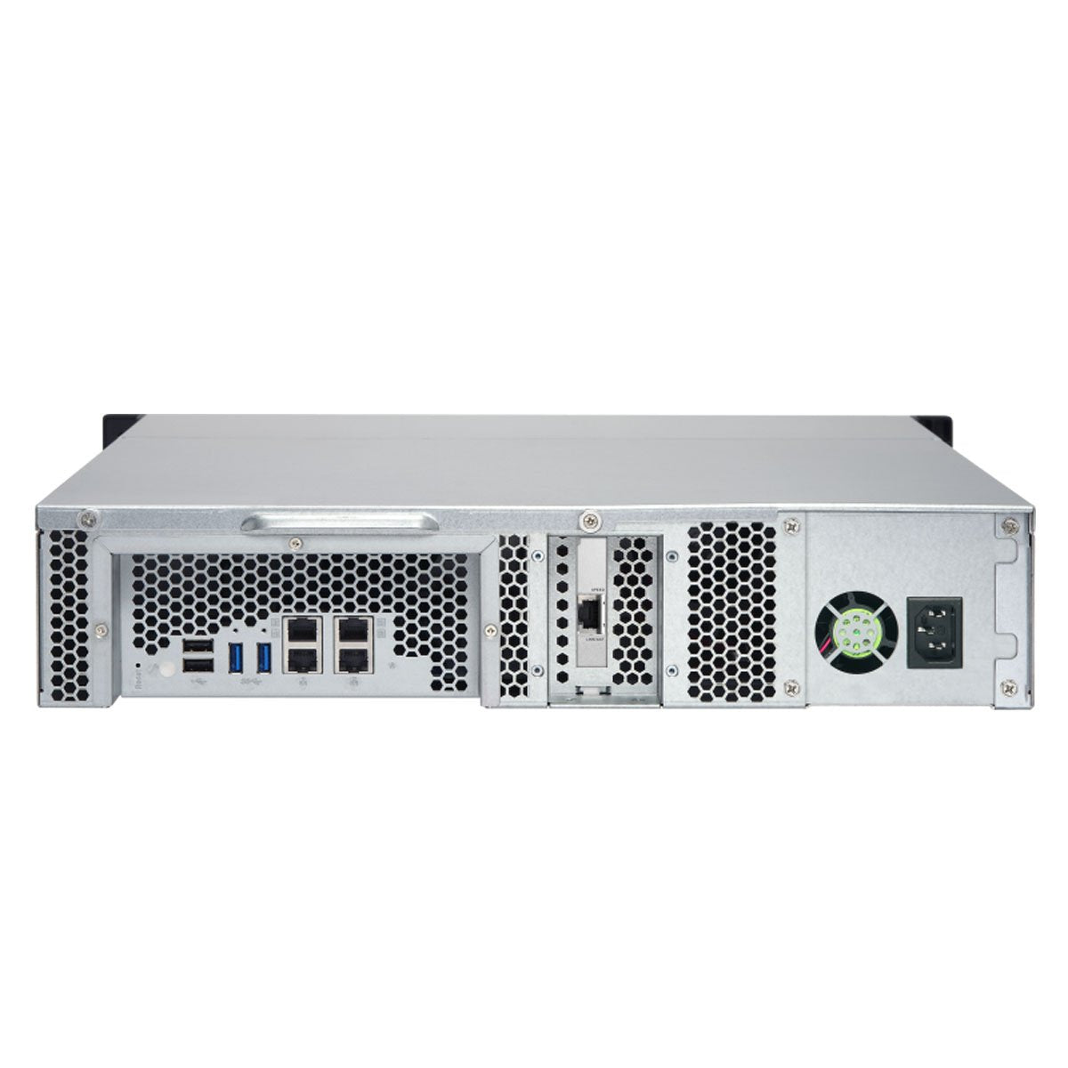 QNAP TS-1263XU-4G-US 2U 12-Bay AMD 64bit x86-based NAS and iSCSI/IP-SAN, Quad Core 2.0GHz, 4GB RAM, 4 x 1GbE, 1 x 10GbE (10GBASE-T), Single PSU (not upgradeable)