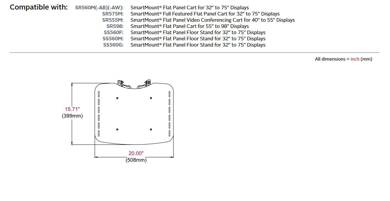 Peerless-Av Scratch-Resistant Mounting Component, Black powder coat (ACC-MS)