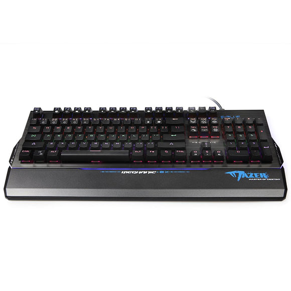 EBLUE Mazer MOBA Mechanical Gaming Keyboard - Led Backlit - 104 Keys Layout - 12 Multimedia Shortcuts - Ergo Detachable Wrist Rest