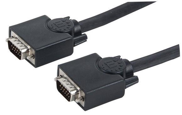 Manhattan 65-Feet SVGA Monitor Cable HD15 Male/HD15 Male with Ferrite Cores, Black (372190)