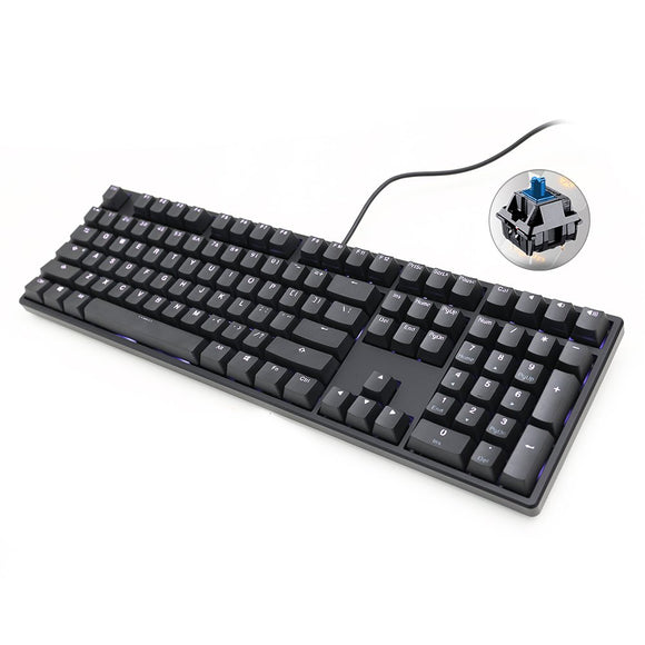 Ducky White LED Mechanical  Keyboard - Cherry MX Blue Switch, Double Shot Key Caps, N-Key Rollover, Macro Configuration, Backlighting Presets, Detachable Micro-USB Connection, Two Stage Feet