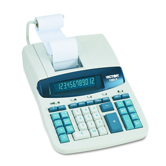 Victor 1260-3 Desktop Calculator, Grey