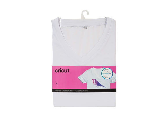 Cricut 2006819 Women's T-Shirt Blank, V-Neck, Large Infusible Ink, White