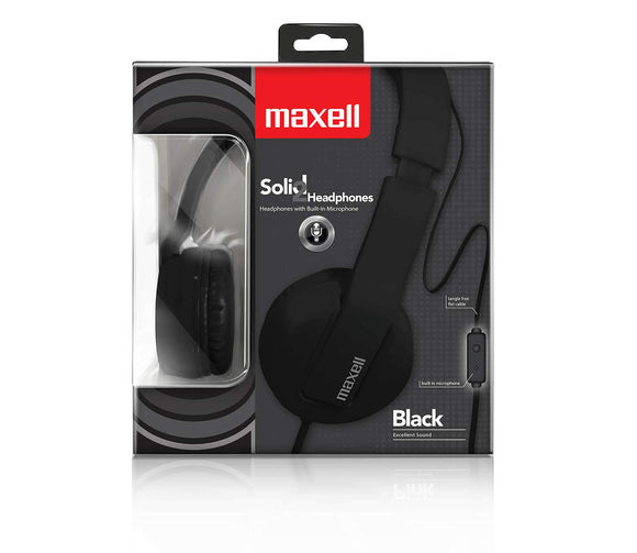 Maxell MAX290103 Solid 2 Headphones, Black Headphone