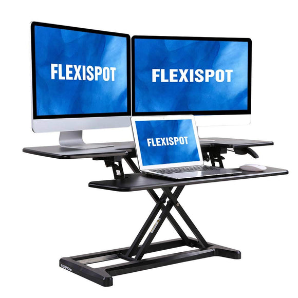 FLEXISPOT Stand up Desk Converter - 42 inches Wide Platform Standing Desk Computer Riser with Deep Keyboard Tray for Laptop (42