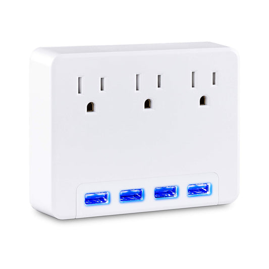 CyberPower P3WU Blue Lighted Power Wall Tap, 3 Outlets, 4 USB Charge Ports