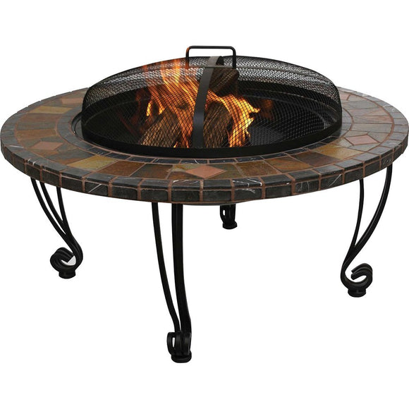 Uniflame Wad820Sp 34-Inch Slate & Marble Firepit with Copper Accents