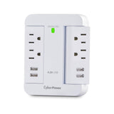 CyberPower P4WSU Professional Surge Protector, 900J/125V, 4 Swivel Outlets, 4 USB-A Charge Ports, White Wall Tap