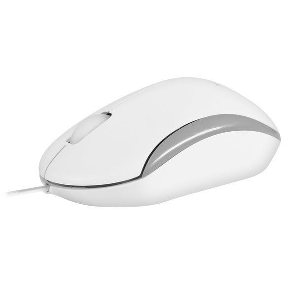 Macally USB Wired Computer Mouse - 3 Button, Scroll Wheel, 5 Foot Long Cord, Windows PC Compatible, Apple MacBook Pro/Air, iMac, Mac Mini, Laptops - White (QMOUSE)
