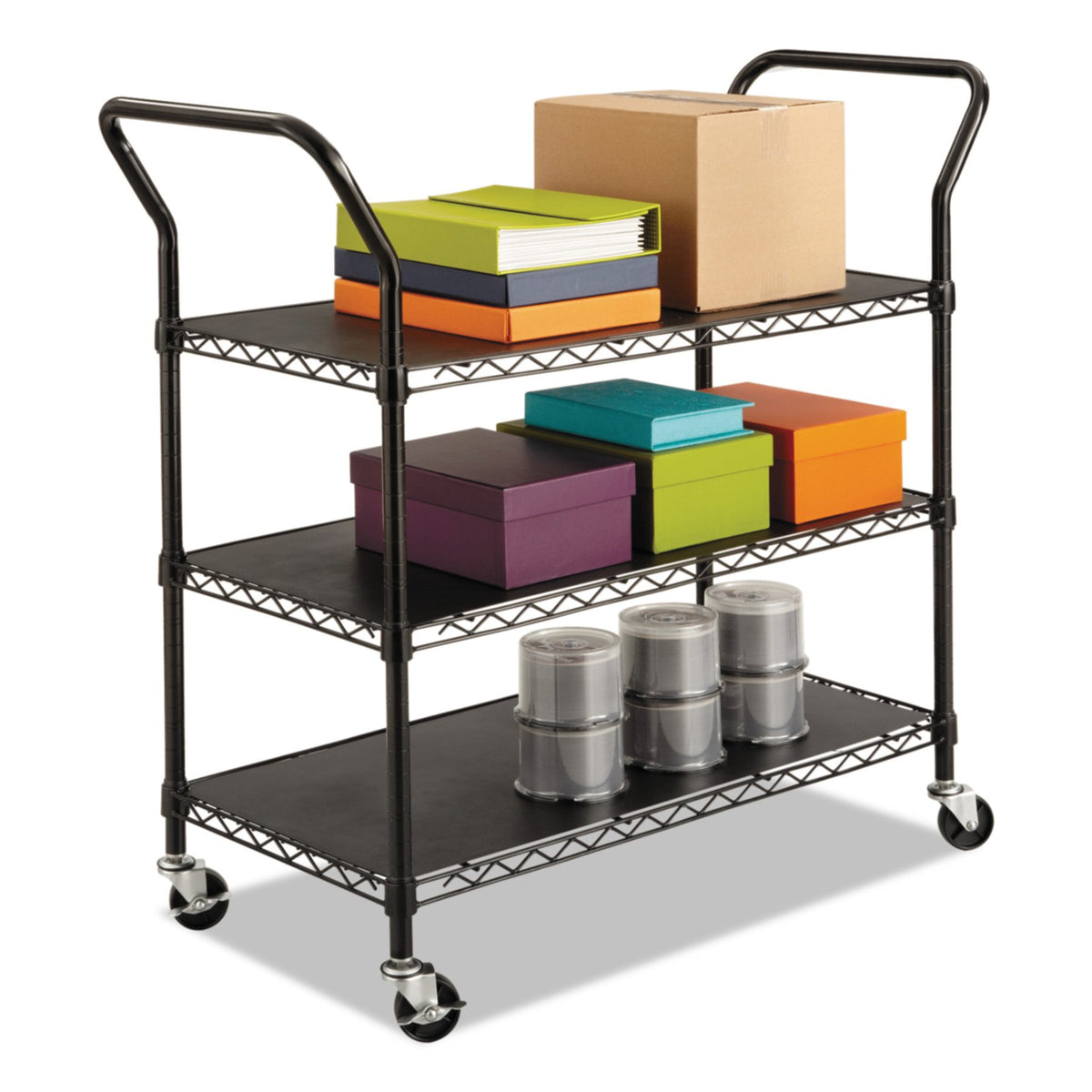 Safco Products Products 3-Shelf Wire Utility Cart, Black (5338BL)
