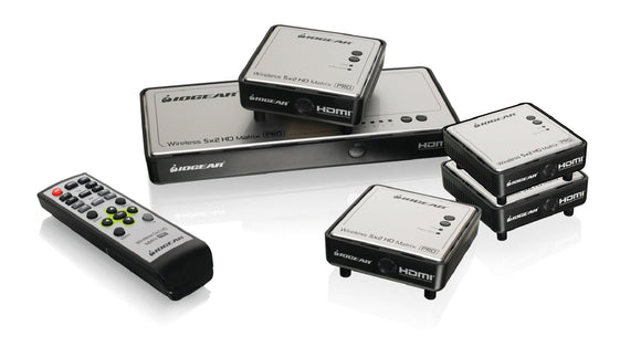 IOGEAR Long Range Wireless 5x2 HDMI Matrix PRO with 3 Additional Receivers
