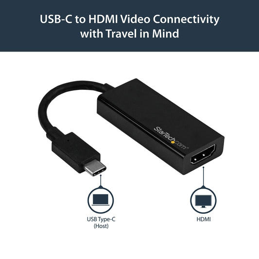 StarTech.com USB 3.1 Type C to HDMI Adapter with HDR - 4K 60Hz - TB3 Compatible - Windows & Mac Compatible Black USB C to HDMI Monitor Converter (CDP2HD4K60H)