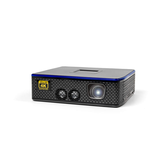 AAXA 4K1 LED Home Theater Projector, 30,000 Hour LEDs, Mercury Free, Native 4K UHD Resolution, Dual HDMI with HDCP 2.2, 1500 Lumens, E-Focus, Portable Size