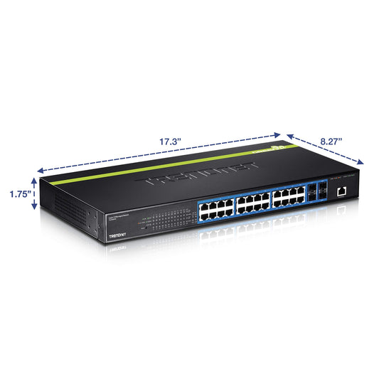 TRENDnet 24-Port Gigabit Layer 2 Switch with 4 Shared Mini-GBIC Slots,TL2-G244