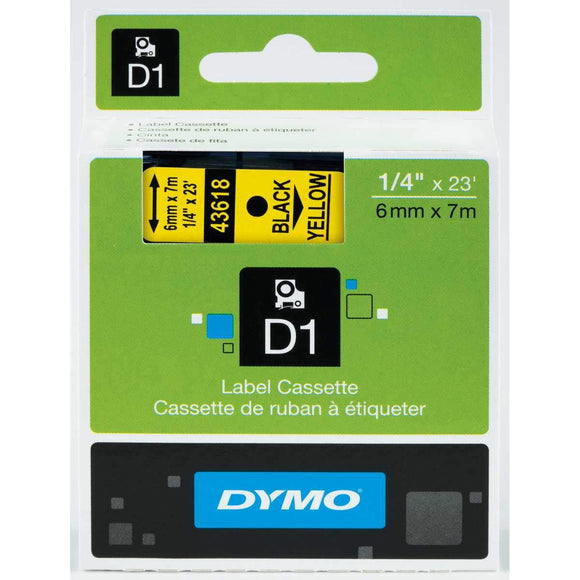 DYMO Standard D1 Labeling Tape for LabelManager Label Makers, Black Print on Clear Tape, 1/4'' W x 23' L, 1 Cartridge (43610)