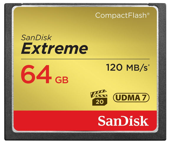 SanDisk Extreme 64GB CompactFlash Memory Card UDMA 7 Speed Up to 120MB/s- SDCFXS-064G-X46