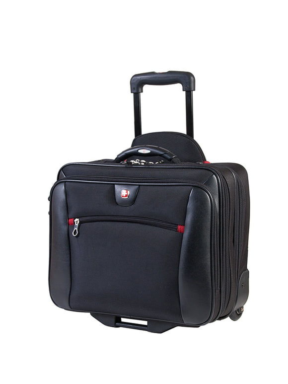 Swiss Gear International Carry-On Size Wheeled Case - Holds Up to 15.6-Inch Laptop and fits 7-Inch Tablet, Black