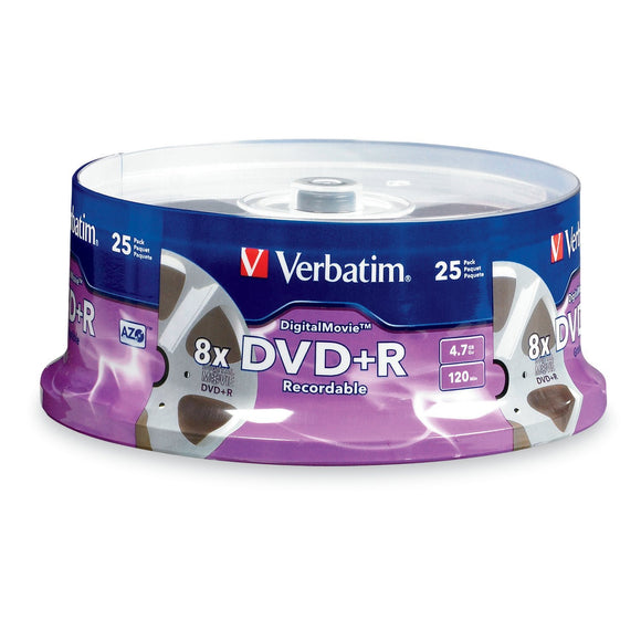 Verbatim DVD+R 4.7GB 8X with DigitalMovie Surface - 25pk Spindle