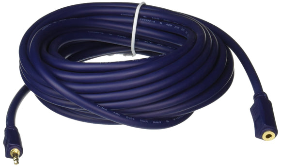 C2G 40628 Velocity 3.5mm M/F Mono Audio Extension Cable, Blue (25 Feet, 7.62 Meters)