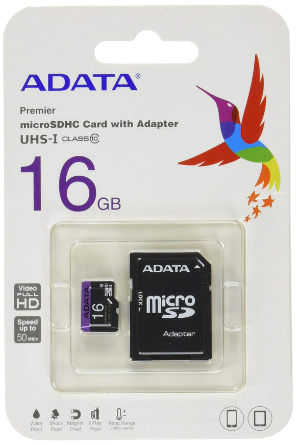 ADATA AUSDH16GUICL10-RA1 Premier 16 GB micro SDHC/SDXC UHS-I U1 Memory Card with One Adapter