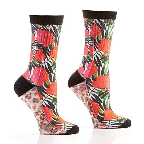Yo Sox Capsule Tropical Flowers Funky Women's Graphic Sublimation Socks Size 5-10