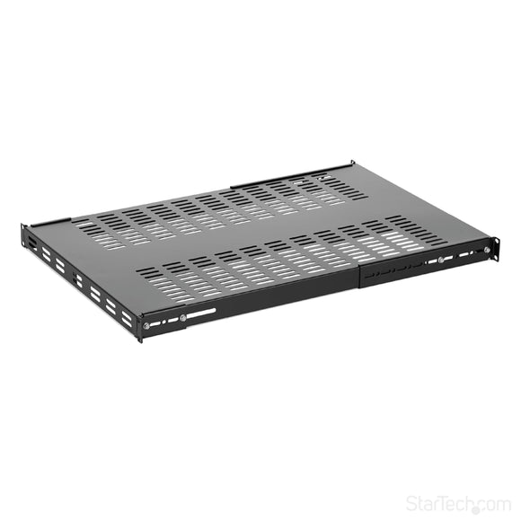 StarTech.com 1U Adjustable Vented Server Rack Mount Shelf - 250lbs - 19.5 to 38in Deep Universal Tray for 19