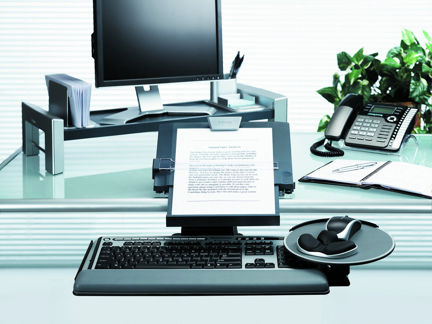 Fellowes Professional Series Flat Panel Workstation, Black/Silver