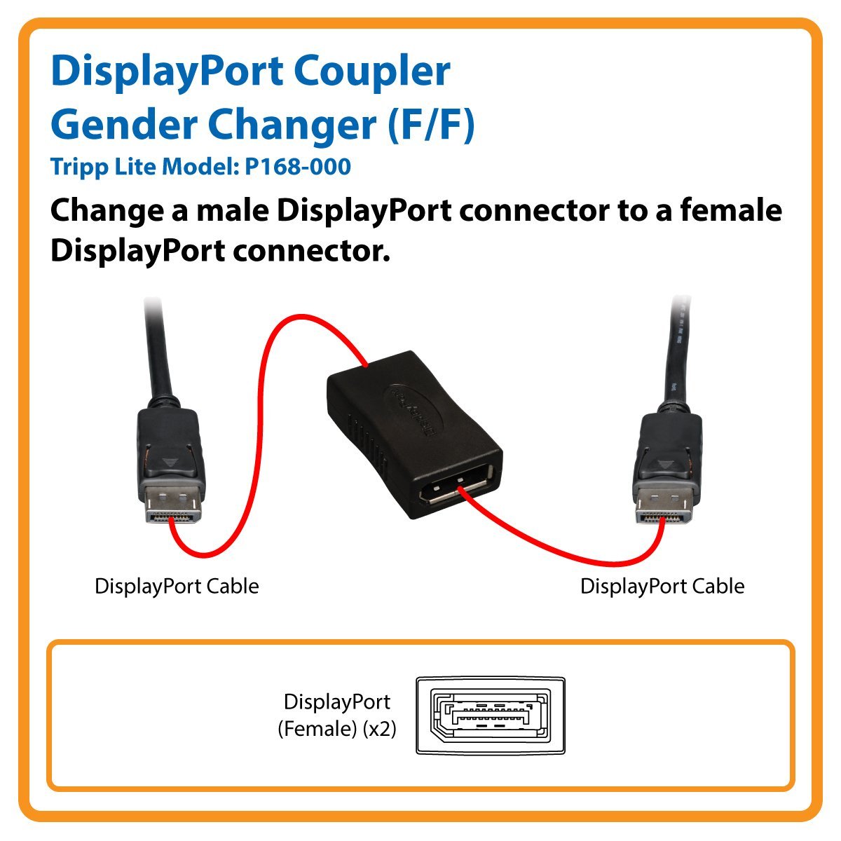 Tripp Lite P168-000 Compact Displayport Gender Changer/Coupler Display Port F/F