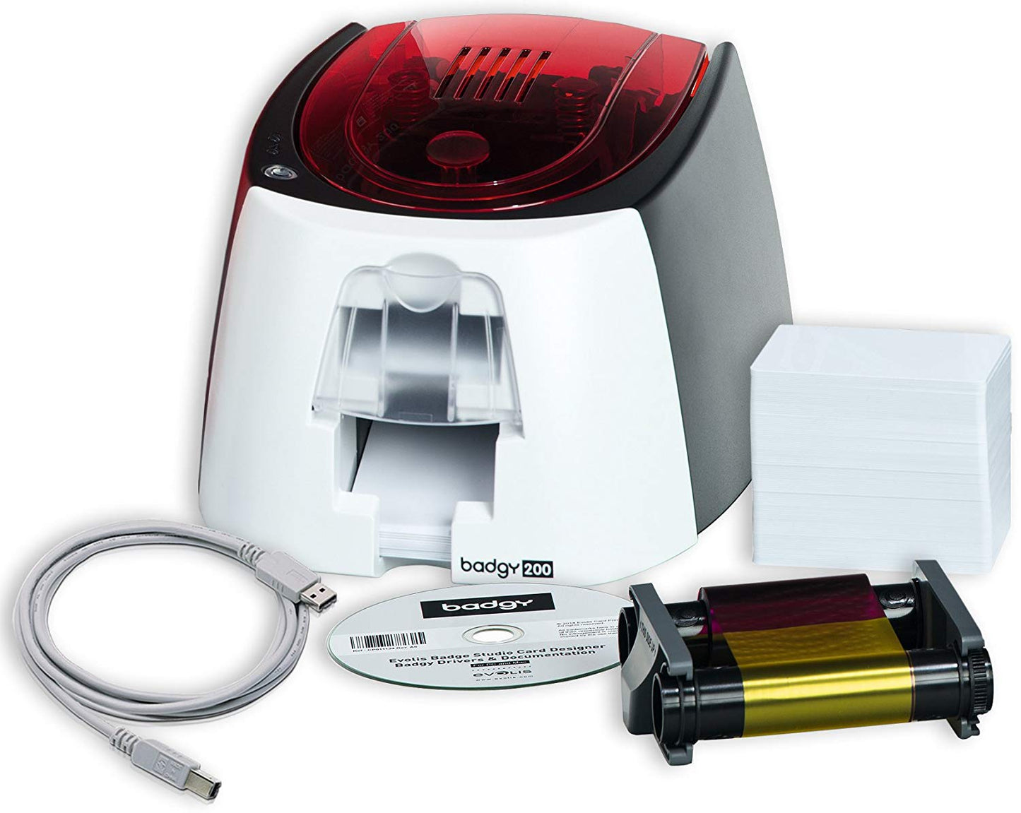 Badgy200 Plastic Card Printer with Badge Studio+ ID Design Software for Full Color, Custom, Tamper Proof ID Badges in Seconds