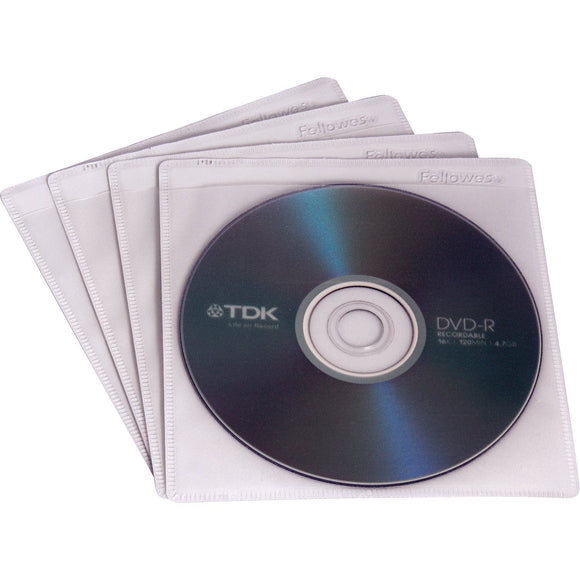 Fellowes Adhesive CD Holders -5 Pack -Sleeve -Slide Insert -Polyvinyl Chloride (PVC) -Clear -1 CD/DVD