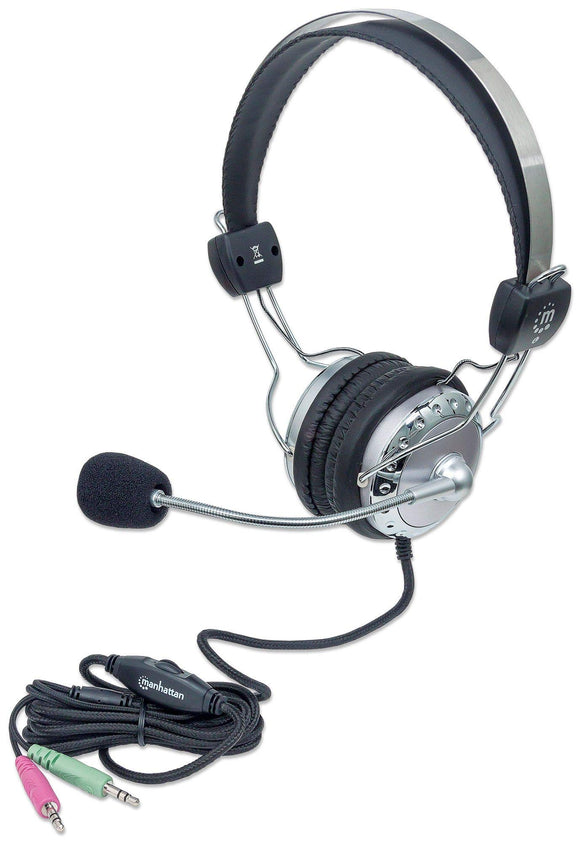 Manhattan 175517 Flexible Metal Boom Microphone with Stereo Headset