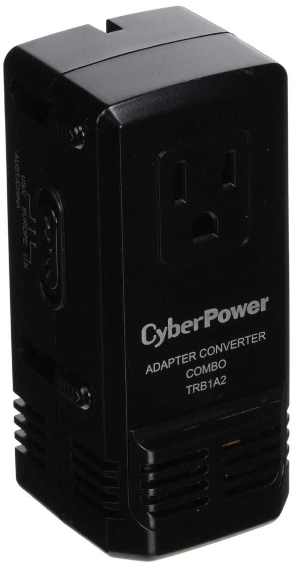 CyberPower TRB1A2 Travel Power Adapter/Converter Combo, Black