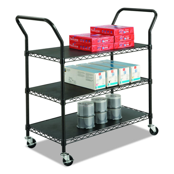 Safco Products Products 3-Shelf Wire Utility Cart, Black (5338BL)