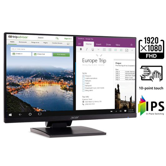 Acer UT241Y bmiuzx 23.8" Full HD (1920 x 1080) Zero Frame IPS Touchscreen Monitor with Dual-Hinge Tiltable Stand (USB 3.1 Type-C, HDMI & VGA Ports)