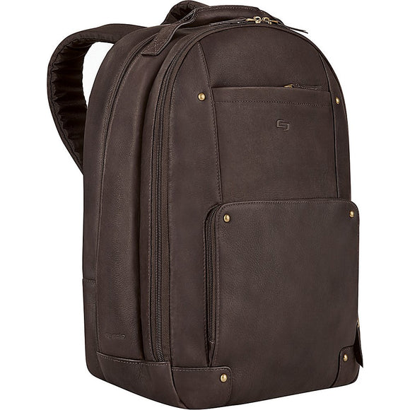 Solo Executive 15.6 Inch Premium Leather Laptop Backpack, Espresso